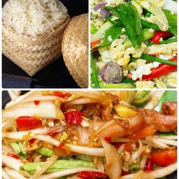แซ่บสุดคุ้ม 1_ตำปลาร้า+คั่วไข่+ข้าวเหนียว