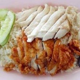 ข้าวมันไก่ฮ่องกง + ไก่ทอด