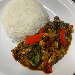 เนื้อหอยลายผัดพริกเผาราดข้าว