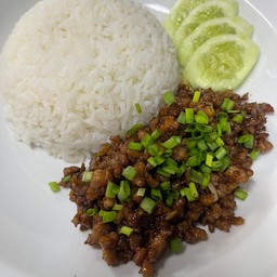 หมูสับผัดหวานราดข้าว