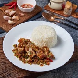 ข้าวหมูกรอบคั่วพริกเกลือ
