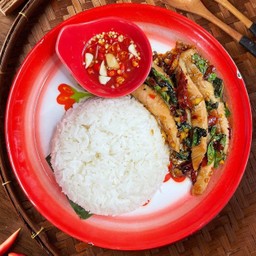 กะเพราคอหมูย่าง