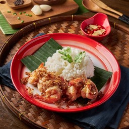 ข้าวกุ้งทอดกระเทียม