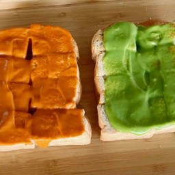 ปังปิ้งเนย ฝอยทอง  สังขยาใบเตย