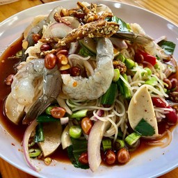 ขนมจีนทรงเครื่องกุ้งสด