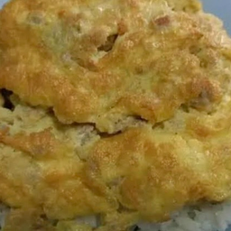 ไข่เจียวหมูสับราดข้าว