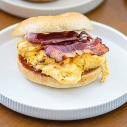 Homemade bacon and scrembled egg