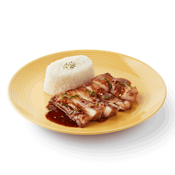 ข้าวญี่ปุ่นสเต๊กไก่ ซอสแจ่ว