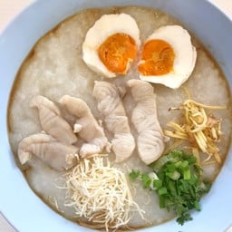 Sea Bass Congee With Salted Egg