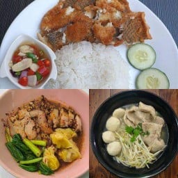 ข้าวปลาแกะ + ก๋วยเตี๋ยวต้มยำ หรือ น้ำใส