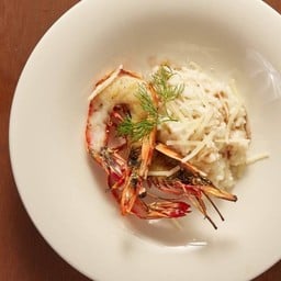 รีซอตโต้ ครีมทรัฟเฟิลกุ้งลายเสือไวน์แดง