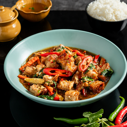 ผัดขี้เมาหมูกรอบ (กับข้าว