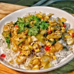 ข้าวผัดผักกาดดอง หมูสับไข่พริกชอย