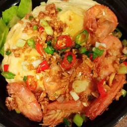 ข้าวกุ้งคั่วพริกเกลือไข่ข้น