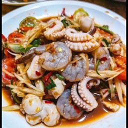 ตำหมึกสายกุ้งสด