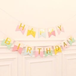ป้ายแขวน Happy Birthday สีพาลเทล