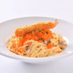 สปาเก็ตตี้คาโบนาร่ากุ้งทอด