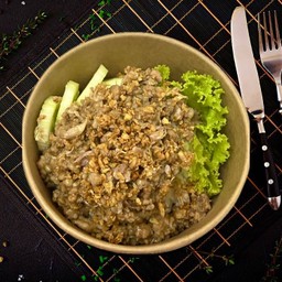 ข้าวหน้าหมูสับทอดกระเทียม