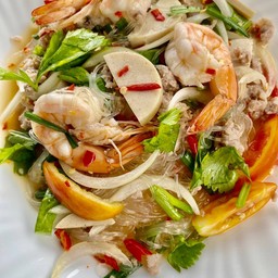 ยำวุ้นเส้นรวม หมูสับ,หมูยอ,กุ้ง