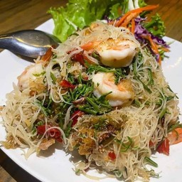 หมี่ผัดชะอมกุ้ง