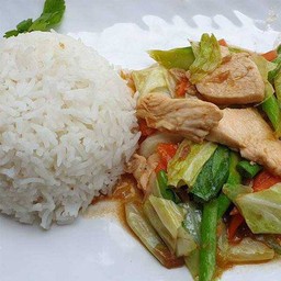 ข้าวราด ผัดพริกแกงผักรวม