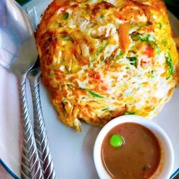 ข้าว ไข่เจียวชะอม ( ฟรีน้ำพริกกะปิ ขนาด 2 ออร์น )