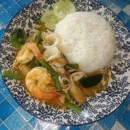Stir Fried Seafood With Chili Paste On Rice