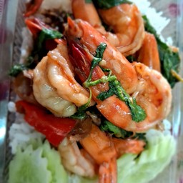 ข้าวกะเพรากุ้ง