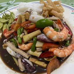 สายบัว+กุ้งสุก+ปลาร้า+ขนมจีน
