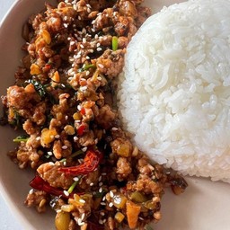 ข้าวหมูสับผัดผักกาดดอง