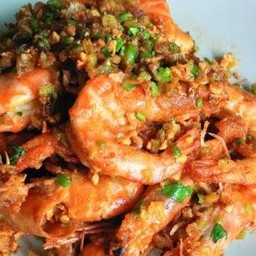 กุ้งคั่วพริกเกลือ(ราดข้าว)