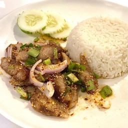 ข้าวน้ำตก คอหมูย่าง