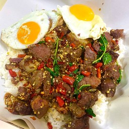 กะเพราถาด เนื้อตุ๋น