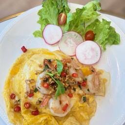 ข้าวไข่ข้นกุ้งคั่วพริกเกลือ