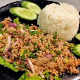 ลาบหมู ราดข้าว