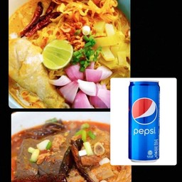 ข้าวซอยไก่+น้ำเงี้ยว+แปปซี่