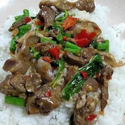 ข้าวกระเพราเครื่องในไก่