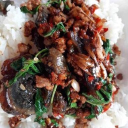 ข้าวกระเพราไข่เยี่ยวม้า