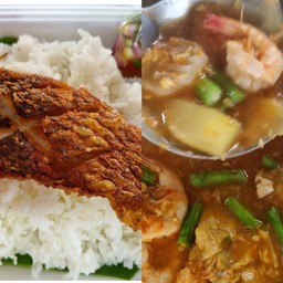 Fried Fish With Rice + Mixed Vegetable Sour Soup