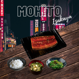 ชุดปลาไหลญี่ปุ่นย่างซีอิ้ว (ครึ่งตัว) ข้าวญี่ปุ่น ซุปมิโสะ ยำสาหร่าย