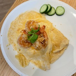 ข้าวไข่ข้นกุ้งกระเทียมพริกไทย