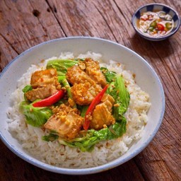ผัดแขนง (ราดข้าว)