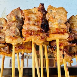 หมูปิ้งโบราณ ไก่ ตับ ใจย่าง ขนมปังปิ้ง ตลาดไชโย ปลายบาง