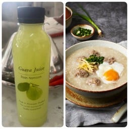 อร่อยดี วิตามินซีสูง (โจ๊กหมูล้วน+ไข่ลวก+น้ำฝรั่งสด พรีเมี่ยม)