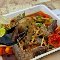 ตำกุ้งทูโทน+แคปหมู+ขนมจีน