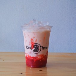 นมสดสตอเบอรี่ (แก้วใหญ่22ออนซ์)