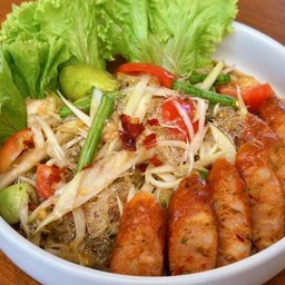 ตำเส้นเเก้ว+ไส้อั่ว