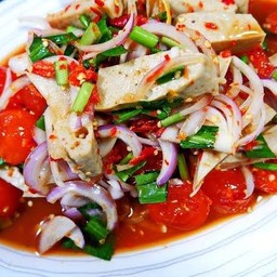ยำหมูยอ ไข่แดงเค็ม