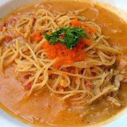 สปาเก็ตตี้ครีมสไปซี่เบคอน & ไข่กุ้ง