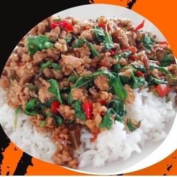 ข้าวราด_ผัดกระเพราหมูสับ
